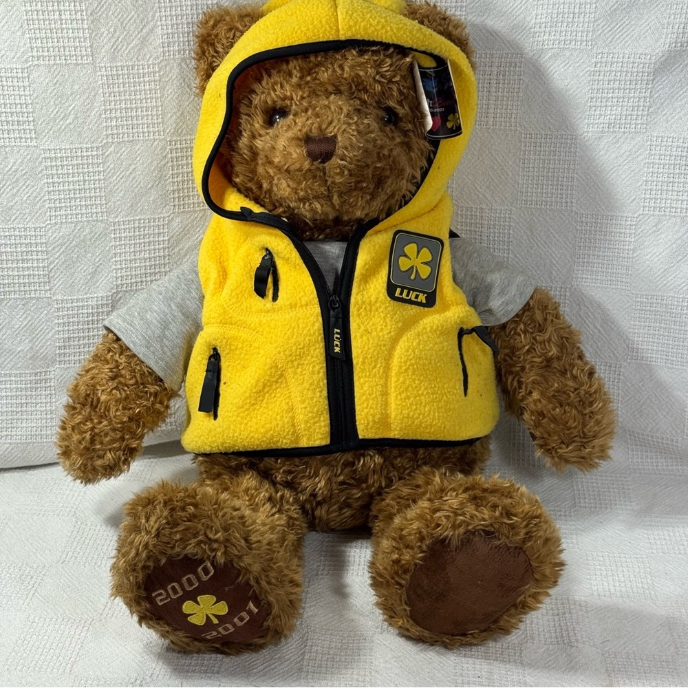 Wish Bear Luck‎ Teddy Stuffed Plush Toy Gund Vtg tags 2000 Yellow Fleece Limited